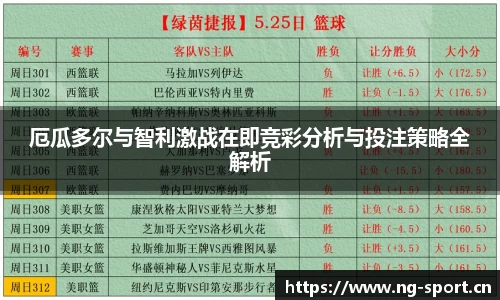 厄瓜多尔与智利激战在即竞彩分析与投注策略全解析